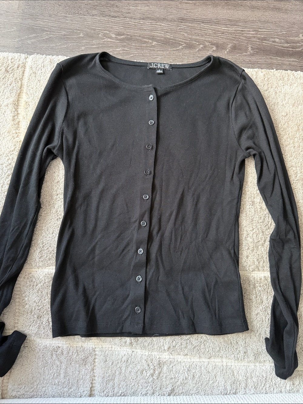 J. Crew Black Button-Front Long Sleeve Top - Classic Fit